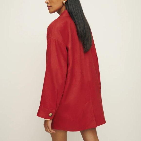 The Reformation - Irene Linen Jacket in Sundried Tomato - Picture 3 of 6